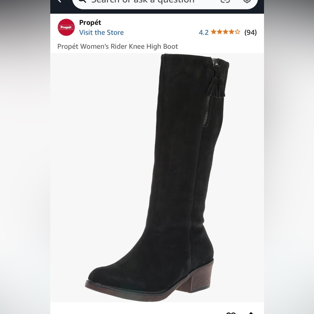 Propet Rider boot 9.5 AA Black Suede NWT